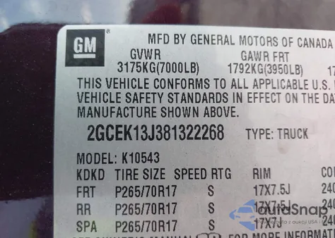 2008 Chevrolet Silverado 1500 Ltz z USA, uszkodzony, nr VIN 2GCEK13J381322268